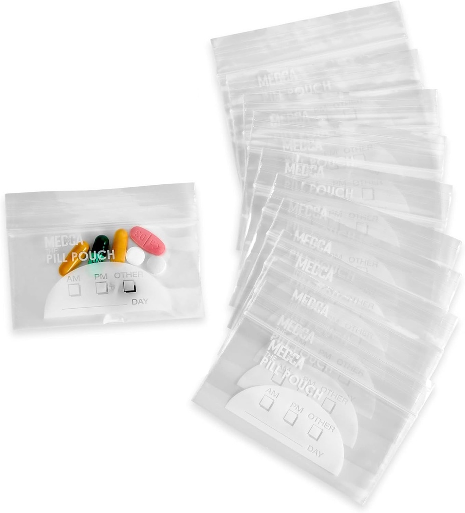 알약 주머니 부대 - (100의 포장) 4" x 2.75" - 3 밀 BPA 자유로운, 많은 부대 처분할 수 있는 지퍼 알약 Baggies, 매일 AM PM 여행 약 조직 저장 주머니, 쓰기에 상표를 가진 제일 명확한 재사용할 수 있는