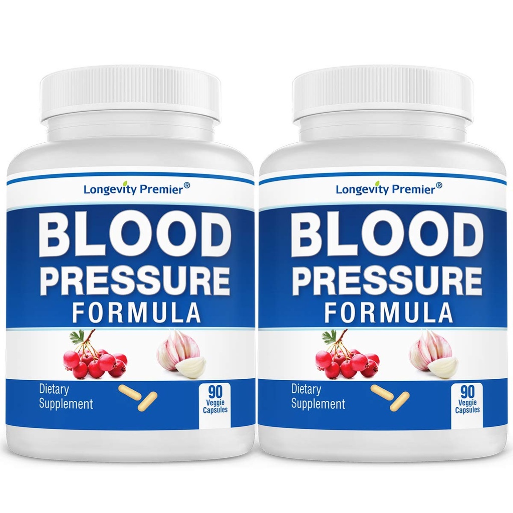 [2-Bottle Value Pack] Longevity Blood Pressure Formula - Hawthorn 및 12 +로 과학적으로 공식화 품질 모든 자연 허브