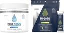 Hi-Lyte Keto K1000 Electrolyte Powder | 히라이즈 보충 음료 믹스 | 익지않는 광채, 스테비아 | 50 인분 | 플러스 프로 히러시 팩, 16 개별 음료 팩 | 레몬 라임