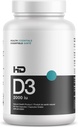 HD MUSCLE HealthHD D3 | 2000iu 고 효능 비타민 D3 보충 | 건강한 근육 기능 및 회복 | 면역 지원 | 칼슘 흡수 | 90 캡슐