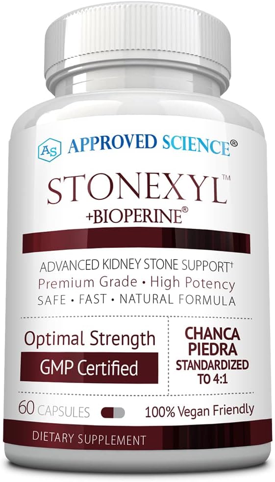 승인 과학 Stonexyl - Kidney Stones의 초본 지원 - 60 캡슐 - Chanca Piedra - 높은 흡수 -1 개월 공급 - Vegan