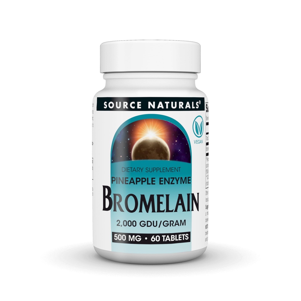 Source Naturals Bromelain, 2,000 GDU/GRAM, 파인애플 효소, 500 MG - 60 정제