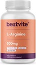 BESTVITE L 아르기닌 500mg (240 캡슐) - 마그네슘 스테아르산염 없음 - 아니 실리콘 디옥사이드 - 필러 없음 - 비 GMO - 글루텐 무료