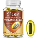 Ubiquinol CoQ10 600 MG Softgels with Omega-3 & Shilajit & PQQ, 고급 이중 배달 Coenzyme-Q10, Fertility, Antioxidant, Heart, Brain & Energy, 60 서빙을위한 활성 CoQ10 Ubiquinol 보충