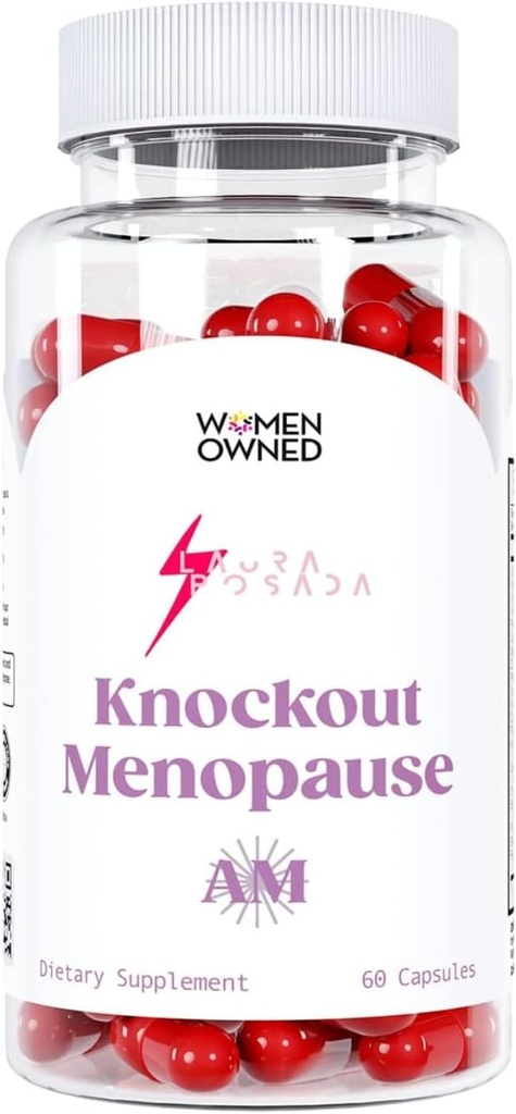 Knockout Menopause AM - 천연 망고 + Perimenopause 핫 플래시, 무드 스윙, 체중 증가, 에너지 부족, 피로, 두통 (1 개월 공급), 60.0 카운트