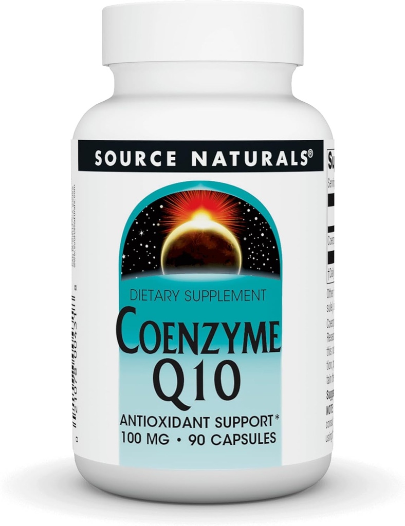 Source Naturals Coenzyme Q10 Antioxidant는 심장, 뇌, 면역력, & Liver 지원을위한 100 mg을 지원합니다 - 90 캡슐