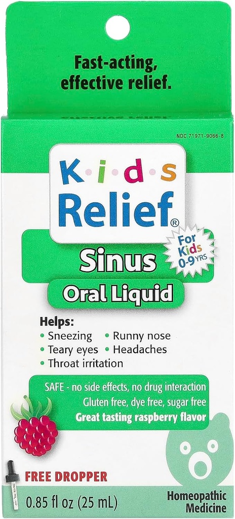 나이를 위한 Sinus-Oral 액체를 위한 아이 기복 0-9 년 라즈베리, 0.85 Fl Oz