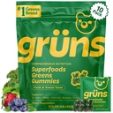 Gruns 성인 최고 녹색 Gummies - Spirulina, Chlorella & Prebiotics를 가진 Superfood Gummy 곰 - 20 비타민 & 무기물, 낮은 설탕 2-Week 공급을 가진 Adaptogens 보충교재