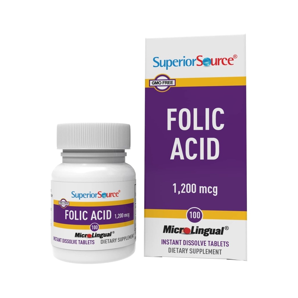 우수한 소스 Folic 산 1200 mcg - 심장, 면역 및 신경 시스템 지원 - 100 하위 언어 정제