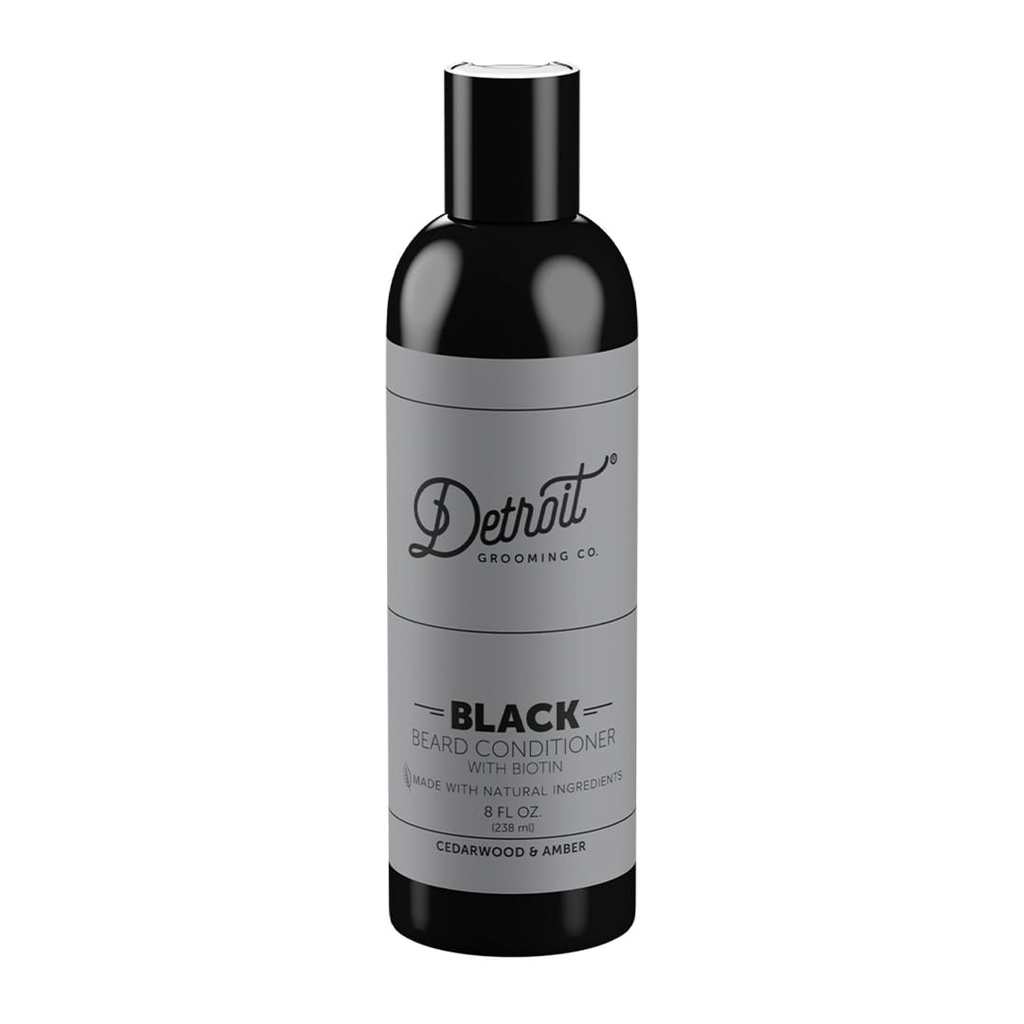 Detroit Grooming Co. Apple Extract & Aloe Vera와 함께 Beard 컨디셔너 – 연화, Detangling, 그리고 Hydrating Beard 컨디셔너 – 블랙 에디션 (Cedarwood & Amber) - 8oz