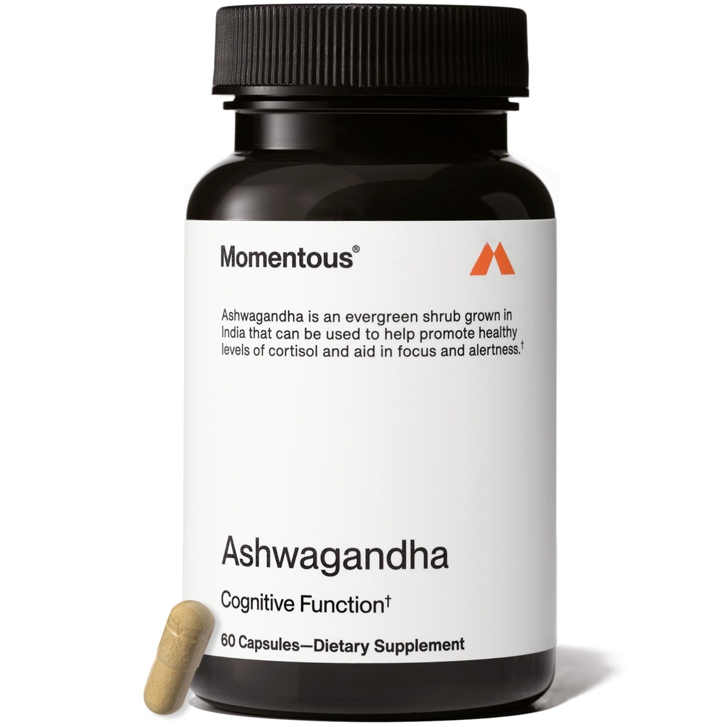 Momentous Ashwagandha 보충교재 - 300 mg NooGandha Ashwagandha 추출물 - Cognitive 성과, Alertness, & 초점 지원 - 스포츠를 위해 증명되는 NSF - Vegan - GMO- & 글루텐 자유로운 - 60의 서빙
