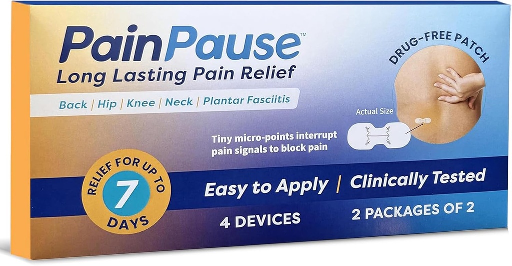 Long Lasting Pain Relief - 뒤, 엉덩이, 무릎, 목, 재배자 Fasciitis 및 기타 - 최대 7 일 동안 기복, 임상 시험, 2 개의 파우치 4 장치