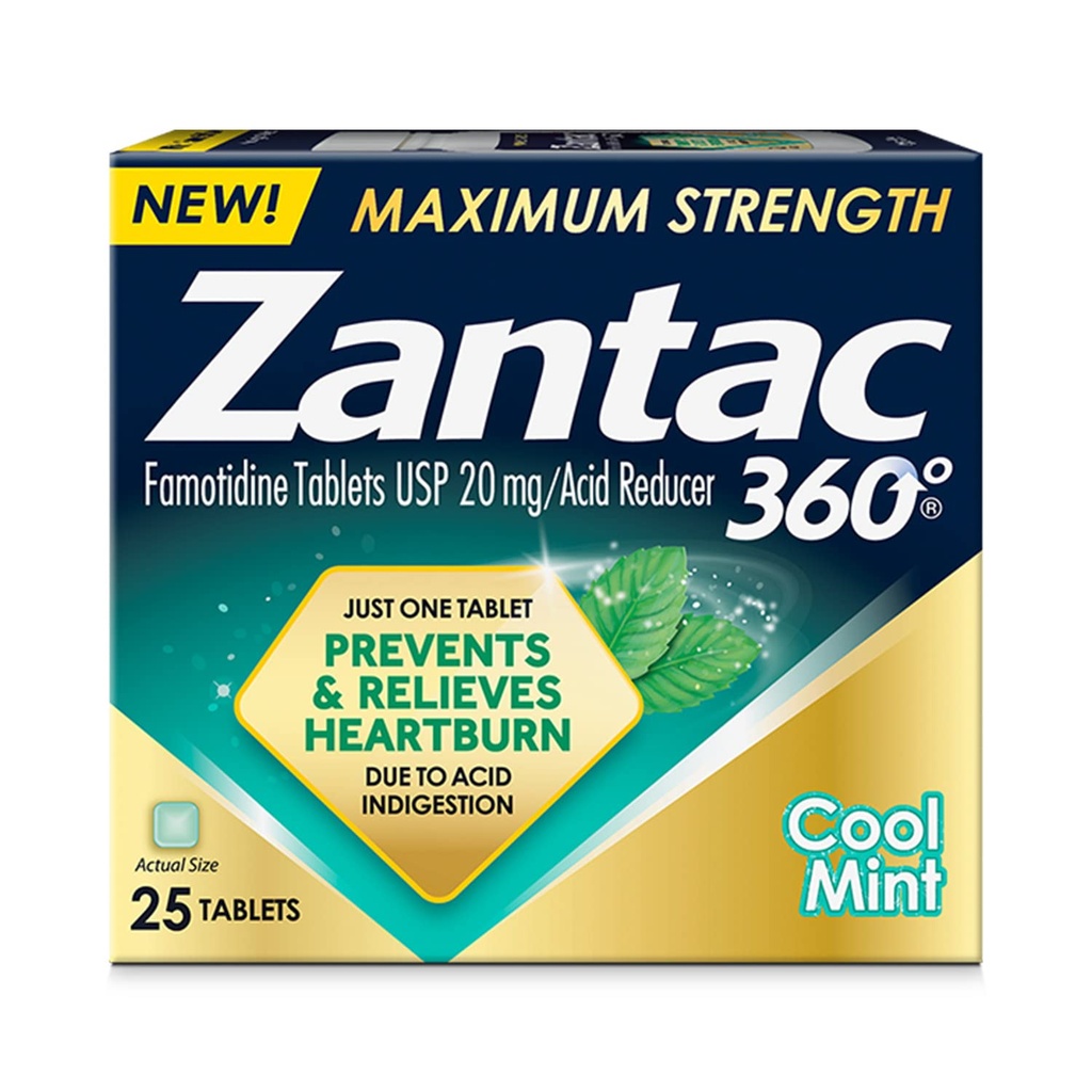Zantac 360 최대 힘, 차가운 Mint, 25 조사, Heartburn 예방 & 기복, 20mg 정제