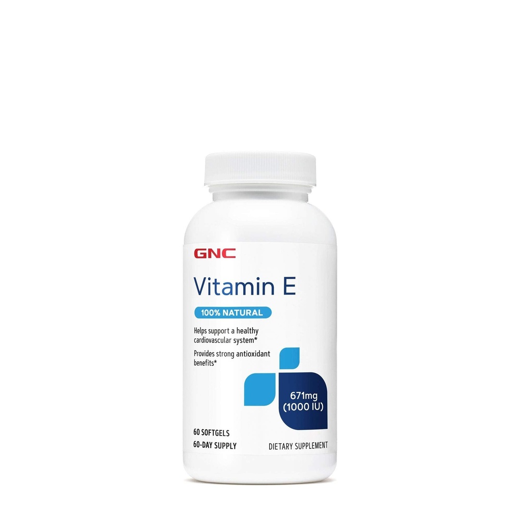GNC 비타민 E 100 % 천연 1000IU - 60 Softgels, 60 서빙