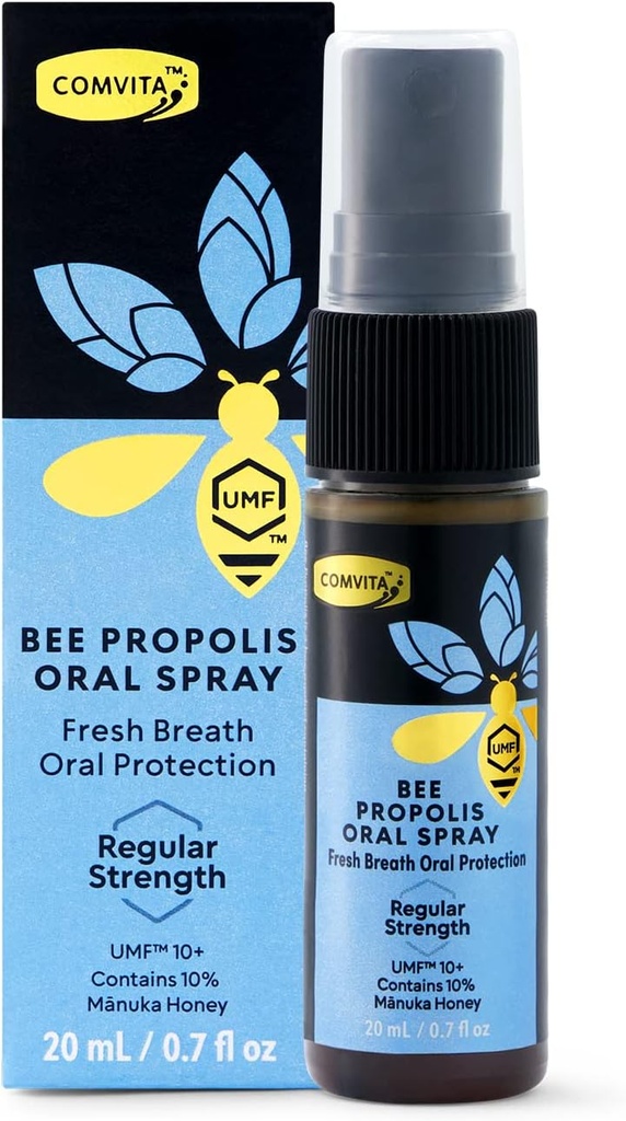 Comvita Bee Propolis Throat Spray - 천연 면역 지원, 뉴질랜드 UMF 10 + Manuka 꿀, 산화 방지제, 다이어트 보충 - 0.7 fl oz