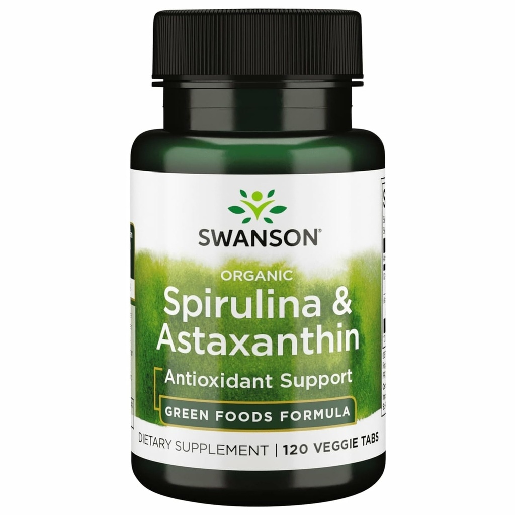 Swanson 유기 Spirulina & Astaxanthin 120 Veg 탭