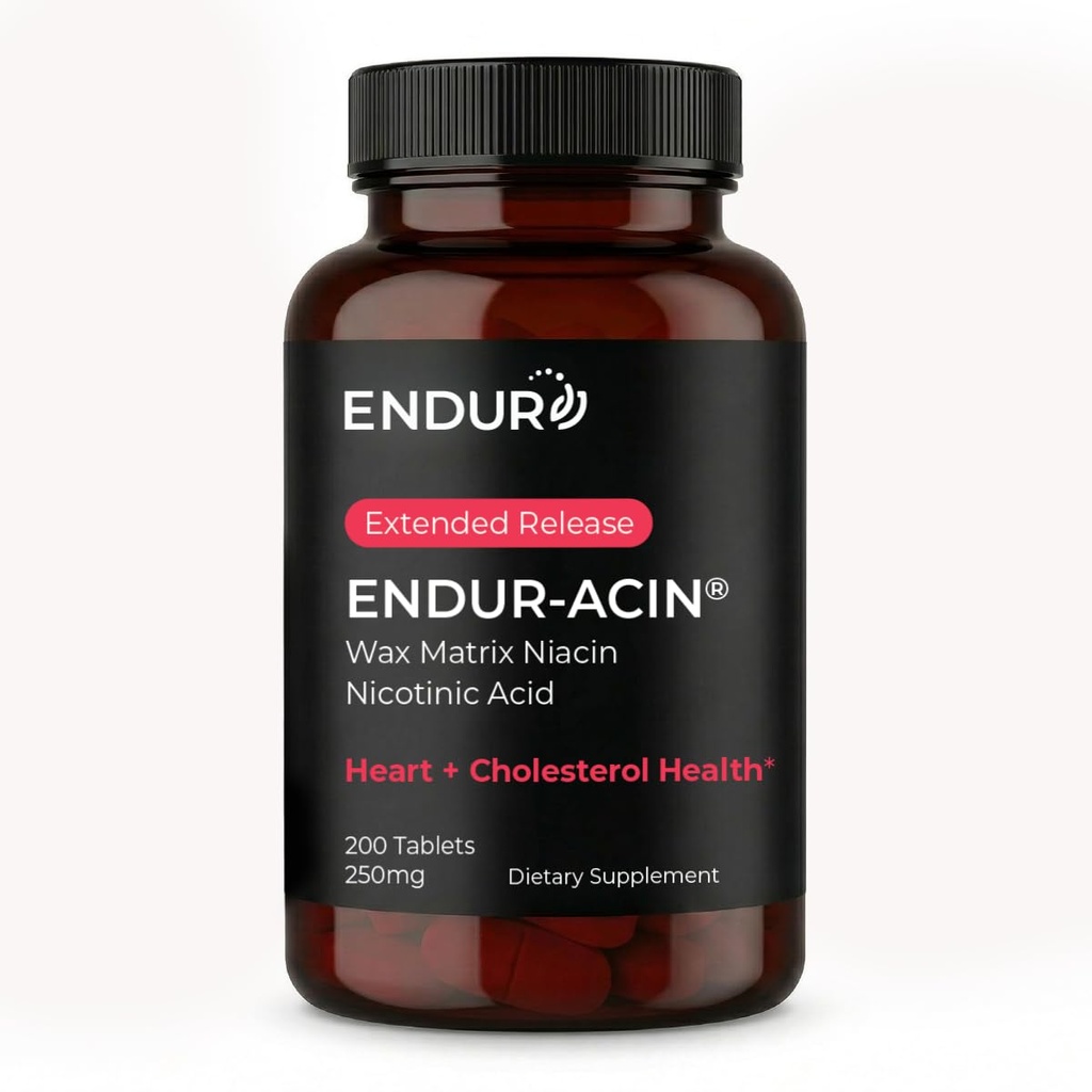 ENDUR-ACIN Niacin, 심장 건강 & 건강한 콜레스테롤 균형 보충교재, 최선 흡수를 위한 장시간 방출, 글루텐 자유로운, 250mg (200의 정제)