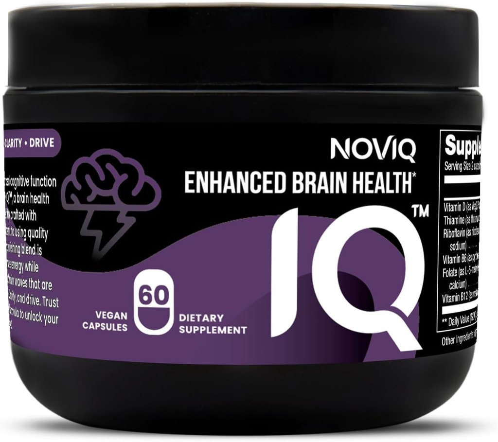 IQ - 11-in-1 Nootropic 뇌 보충교재: 지원 기억 & Cognition - 생물 활성 B-Complex w/ 5-MTHF, L-Theanine, L-Tyrosine, Bacopa, 은행나무, Huperzine - Vegan, 비 GMO, 카페인 무료 - 60 조사