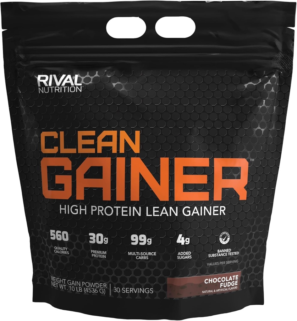 Rivalus Clean Gainer - 초콜렛 판 10 파운드 - 프리미엄 데이리 단백질, 복잡한 탄수화물 및 품질 lipids, 금지 된 물질 없음, 미국