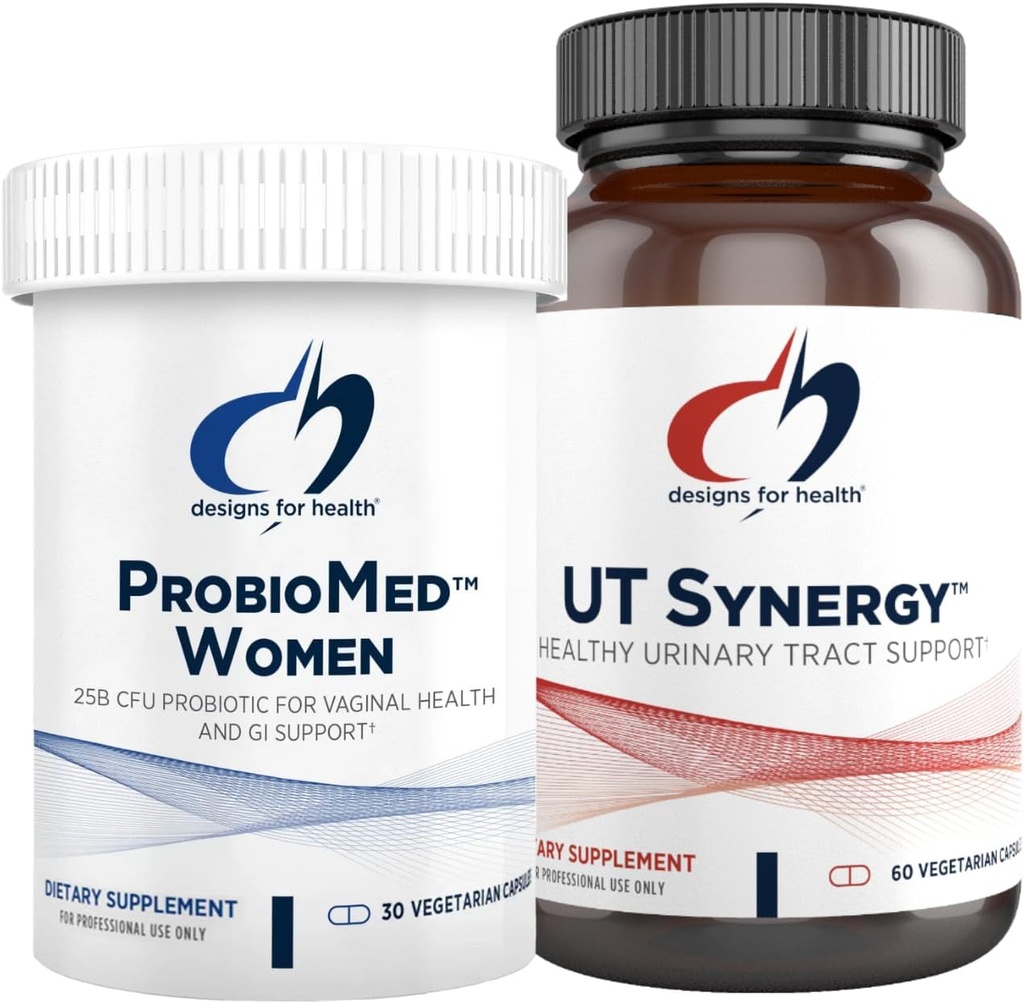 건강 질 Probiotic & UT 지원 번들을위한 디자인 - ProbioMed Women Probiotic (30 캡슐) Gut Health & Vaginal pH, UT Synergy (60 캡슐) Hibiscus & D-Mannose와 Urinary Tract 지원