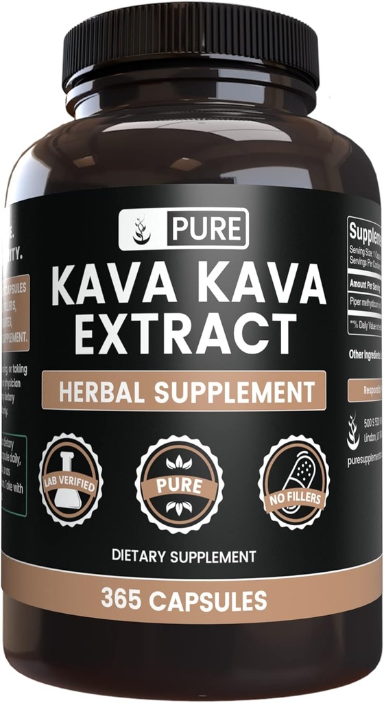 PURE ORIGINAL INGREDIENTS Kava Kava (365 캡슐) 마그네슘 또는 쌀 필러 없음, 항상 순수, 실험실 검증