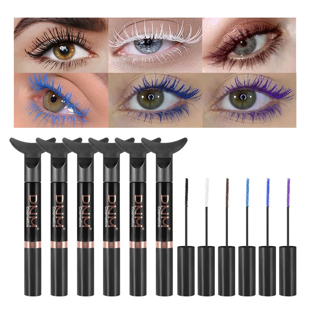 눈 속임수를 위한 DNM에 의하여 착색되는 마스카라, Mermaid 다채로운 마스카라 방수, 6Pcs/Set, 검정, 백색, 파란, 자주색, 브라운Charming 긴 지속 Cruelty 자유로운 & 여자 아이 메이크업을 위한 Vegan Voluminous Maskara