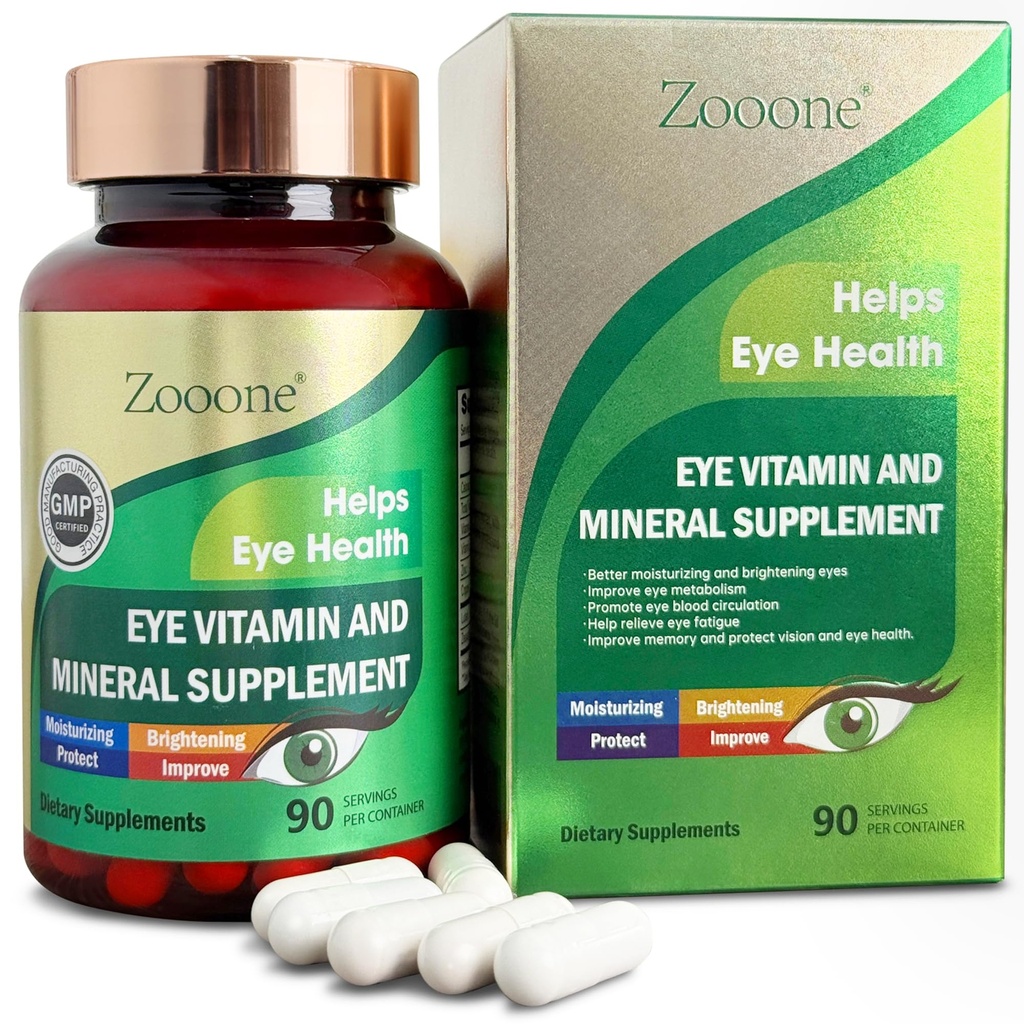 zooone Lutein과 Zeaxanthin 눈 비타민, 비타민 C E 아연 구리, Macular Degeneration, 성인 및 노인, 90 캡슐에 대한 눈 건강 알약에 대한 비전 지원
