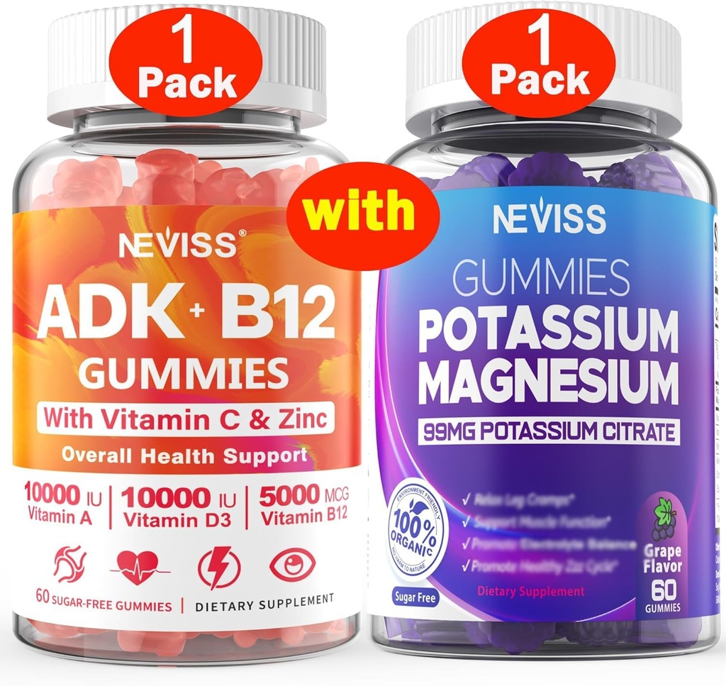 NEVISS 1Pack 비타민 ADK B12 + 1Pack 칼륨 마그네슘 구미