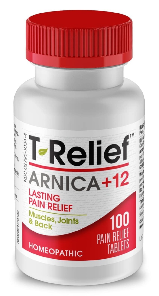 T-Relief Arnica +12 자연 활성 - 여성 및 남성을위한 전체 바디 빠른 인용 공식 - 100 정제