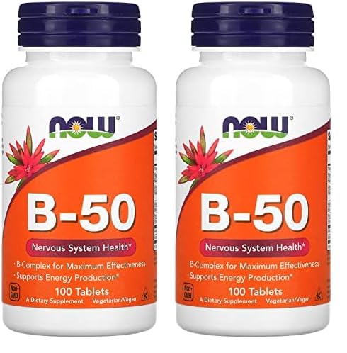 NOW 보충제, 비타민 B-50 mg, 에너지 생산 *, 신경 시스템 건강 *, 100 정제 (팩 2)