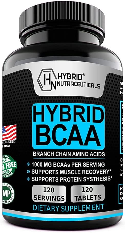 하이브리드 BCAA 1000mg - BCAA 아미노산 보충제 - 2 : 1 L 루신, L 이소류신 및 L-Valine - 비 GMO, Vegan - 120 서빙