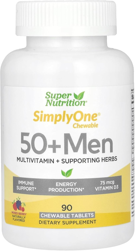 SuperNutrition 멀티 비타민 남성 50 +, 고순도, 1 / 일 체할 수 있는 정제, 90 일 공급 와일드 베리 90 카운트 (패치 1)