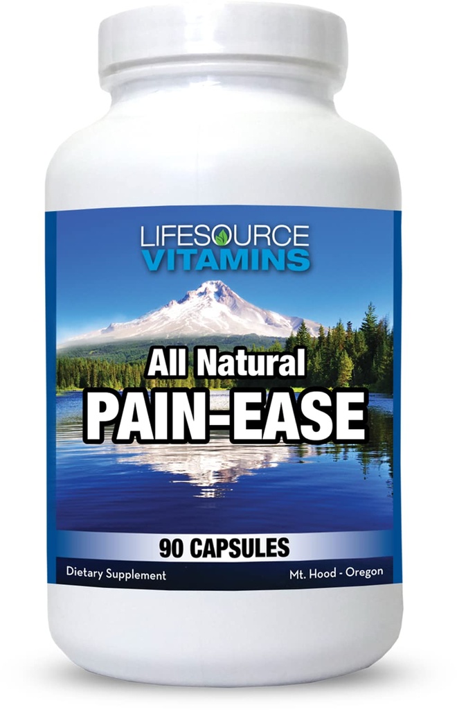 LifeSource Vitamins All Natural Pain Ease – 20 Synergistic Herbs and Enzymes that Naturally & Safely Support: Headaches & Migraines - 무릎 – 어깨 – 관절 – 다리 통증 – 긴장