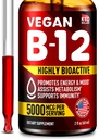 B12 하위 언어 5000 mcg 드롭 - 미국에서 만든 - 에너지, 계류 및 기억을위한 Vegan B12 비타민 - 높은 생물 사용 가능한 하위 언어 드롭 - 여성 및 남성을위한 Methylcobalamin - 2 fl. oz.