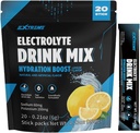 나트륨 60mg, 칼륨 200mg, 타우린 - 하이드로 션 파우더, Zero Sugar, Zero Caffeine, Non GMO, Zero Gluten, Low Calorie, Lemon flavor (20 Packets, 20 Days 공급)와 함께 극단적으로 전자 음료 혼합