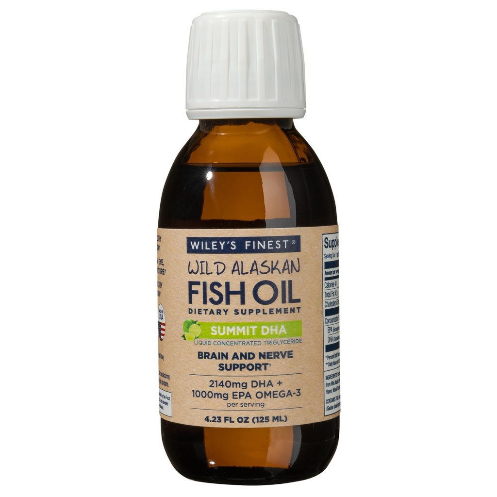 Wiley의 가장 정밀한 야생 알래스카 물고기 기름 정상 DHA 액체 - DHA의 2140mg 및 EPA Omega-3s의 460mg - 감귤류 맛을 내는 액체 보충교재 - 4.23 Oz (25 서빙)