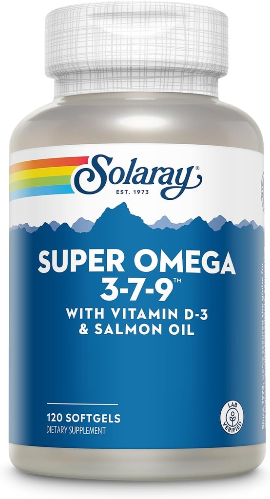 SOLARAY 슈퍼 오메가 3 7 9 지원 건강한 피부, 더 EPA, DHA, 물고기 기름 소형 Softgel, 120ct에서 필수 지방산