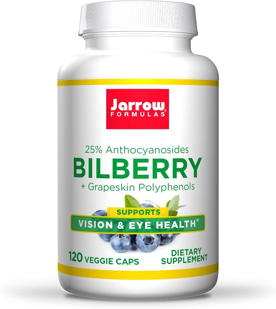Jarrow Formulas Bilberry + Grapeskin Polyphenols 280 mg - 120 Veggie Caps - Vision & Eye Health 지원 - 120 개까지 봉사