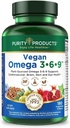 순도 제품 Vegan 오메가 3-6-9 포뮬러 - "5 in 1" Essential Fatty Acid Complex - Scientifically Formulated Plant-Based Omega 3 6 9 Essential Fatty Acid (EFA) - 3 개월 공급 - 180 Softgels