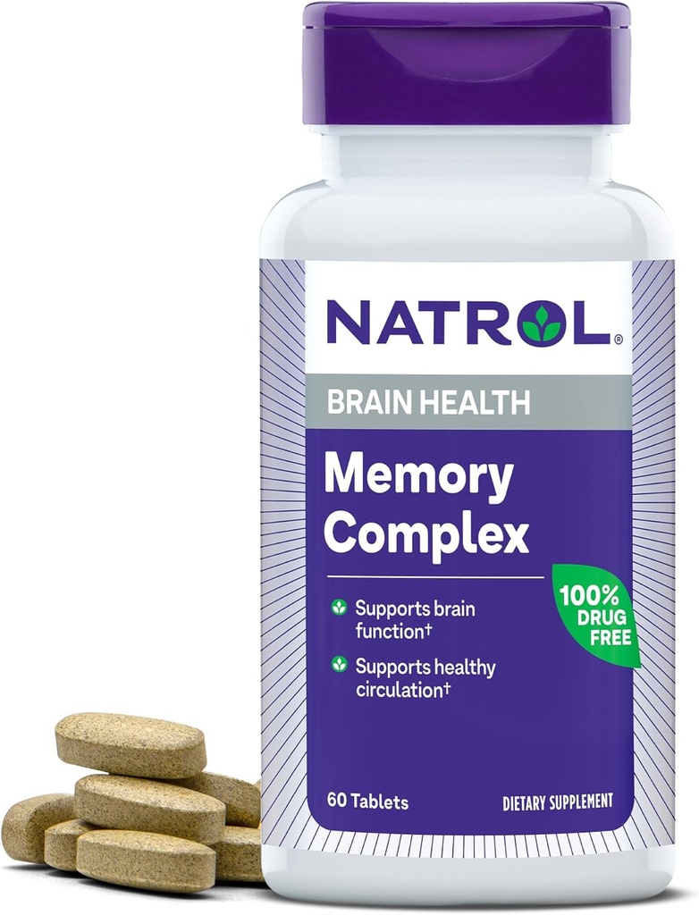 Ginkgo Biloba 120mg 및 B 비타민, 뇌 건강 및 메모리 지원을위한 규정식 보충, 60 정제, 30 일 공급