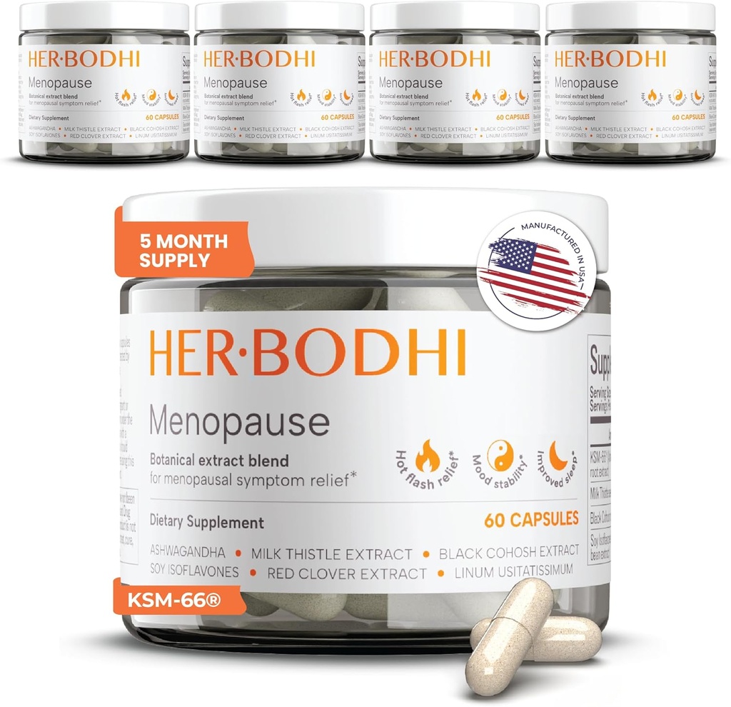 Meno- Menopause 여성, 에스트로겐 Soy Isoflavones Menopause 여성, Ashwagandha, 검정 Cohosh 뜨거운 Flashes Menopause 기복, 밤 땀 구호 300Caps를 위한 Hormonal 균형
