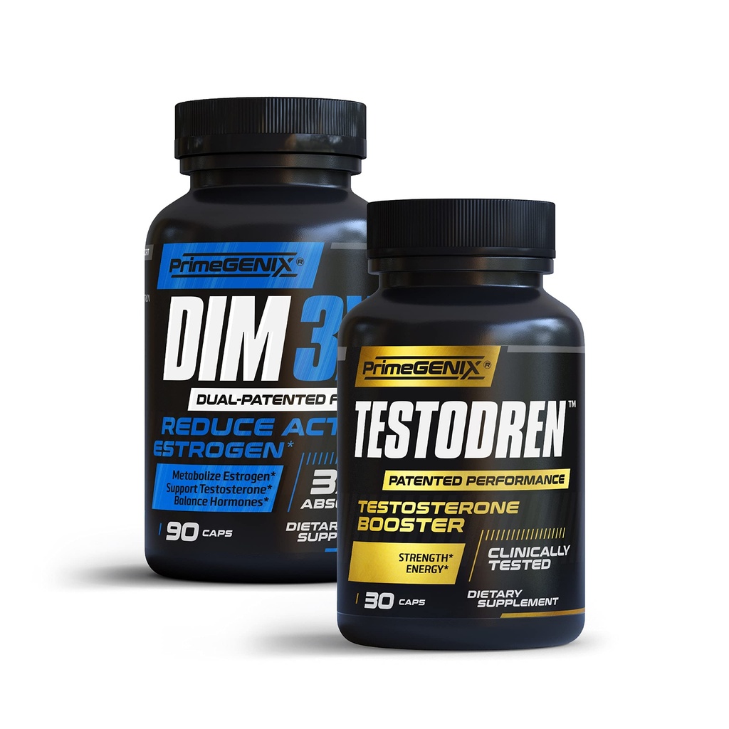 2X-TESTO stack | DIM 3X & Testodren Bundle | 지원 테스토스테론 레벨 | 근육 성장 향상 | 미국에서 제작