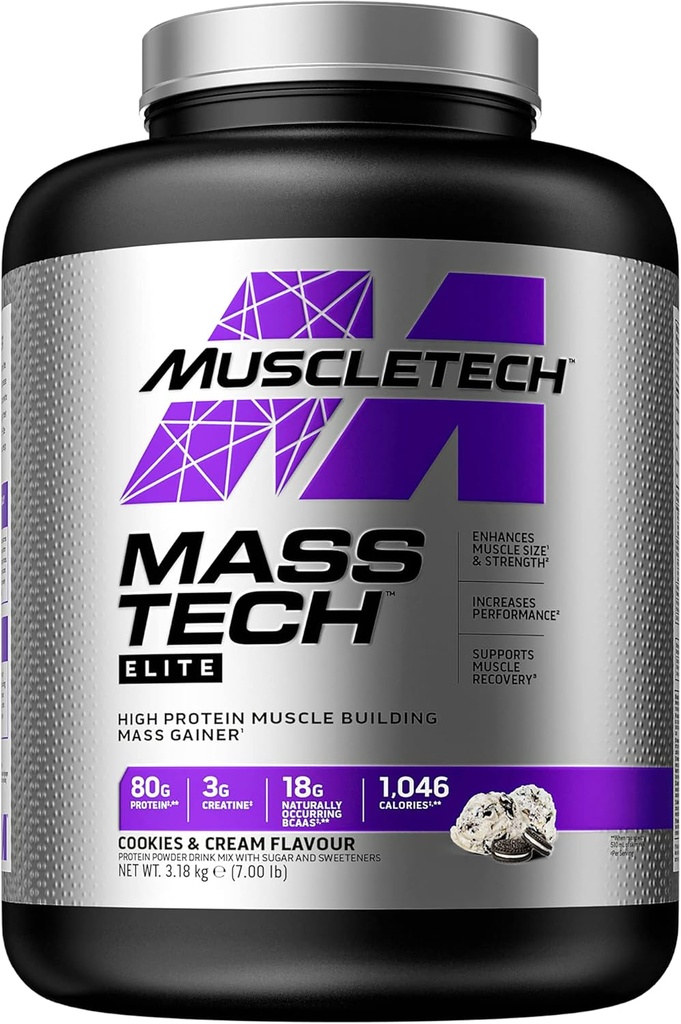대량 게인 단백질 분말 MuscleTech 대량 기술 대량 게인 Whey Protein Powder + Muscle Builder Protein Powder Creatine Supplements Cookies and Cream, 7 파운드 (패키지 May Vary)