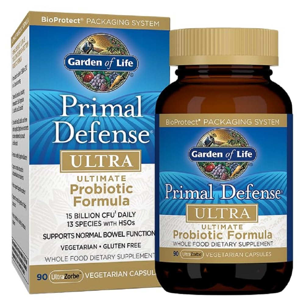 소화 건강 균형, Primal Defense Ultra Ultimate Formula, 15 Billion CFU 및 13 Strains Plus HSOs, 채식 및 글루텐 무료, 90 캡슐