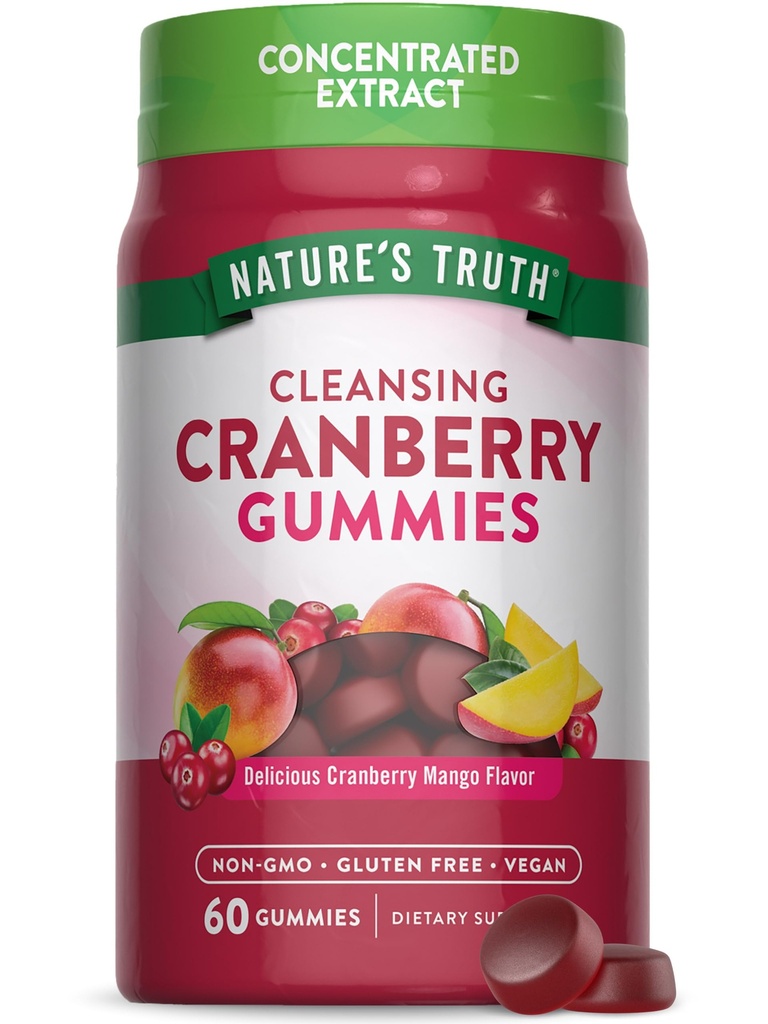 Nature's Truth Cranberry Gummies | 60 개 | Vegan, Non-GMO 및 글루텐 무료 보충 | 크랜베리 망고 맛