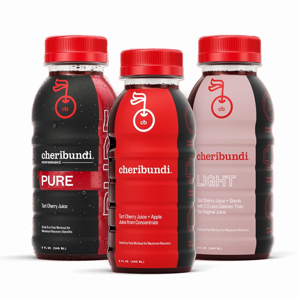 Cheribundi Tart Cherry Juice Starter Pack | 다양한 팩 | Pure, Original & Light flavor | Athletes Recovery Drink | Restorative Sleep, Muscle Recovery & Boost Performance | 8 floz (12 팩)