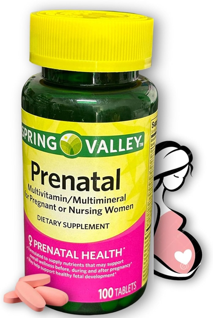 Prenatal Vitamins- Multivitamin 임신 및 간호 여성 보충 정제 100 Ct