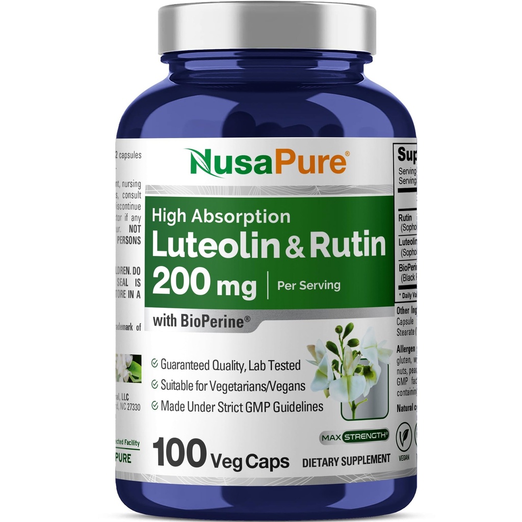 루틴 200 mg의 NusaPure Luteolin Complex | 100 캡슐 | 채식주의자, 비 GMO & Vegan Flavonoid 공식