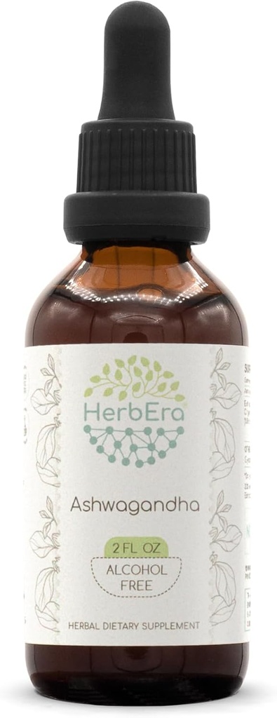HerbEra Ashwagandha B60 알콜 자유로운 초본 추출물 Tincture의 최고 집중되는 (수이 Qie, 인도 인삼, Withania Somnifera) 2개 fl oz