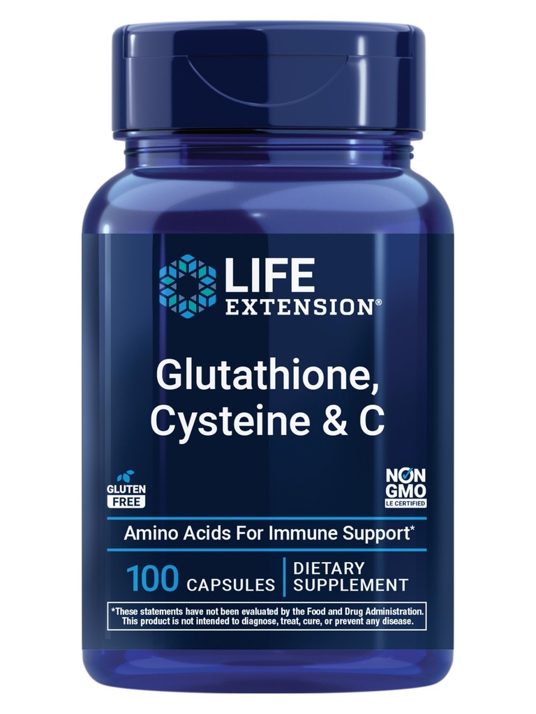 생활 연장 글루타티온, Cysteine & C, 비타민 C의 500 mg, Liver 건강, 글루텐 자유로운, 비 GMO, 100 캡슐을 지원하는 강력한 산화 방지제 보충교재